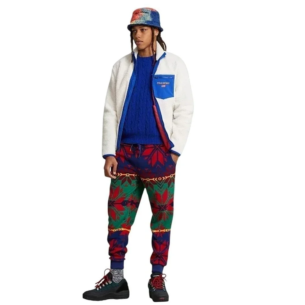 Polo Ralph Lauren Fleece Lounge Pant Festive Holiday Red Green Blue L Nwot  $248